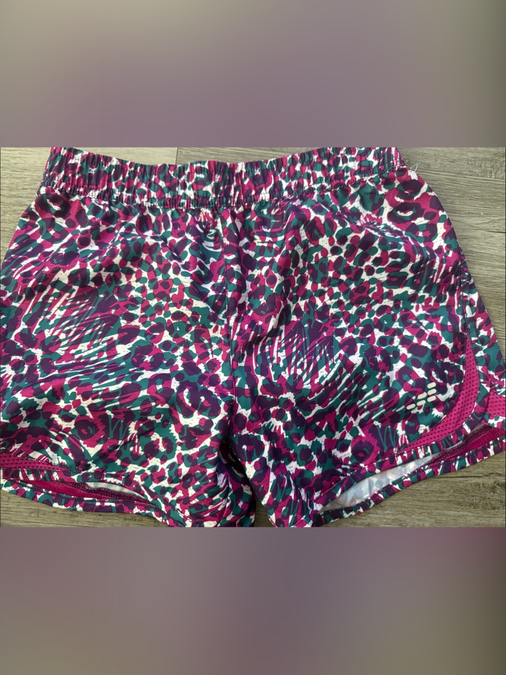 bcg Pink Teal White Leopard Print Active Shorts